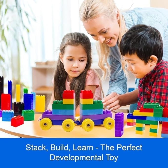 Dimple Large Building Blocks for Toddlers/Kids (600 Piece) Stackable, Multi-Colored, Interlocking Toys Safe, Non-Toxic Plastic Bright Colors, Waterproof Boys, Girls Age 3 for Kids