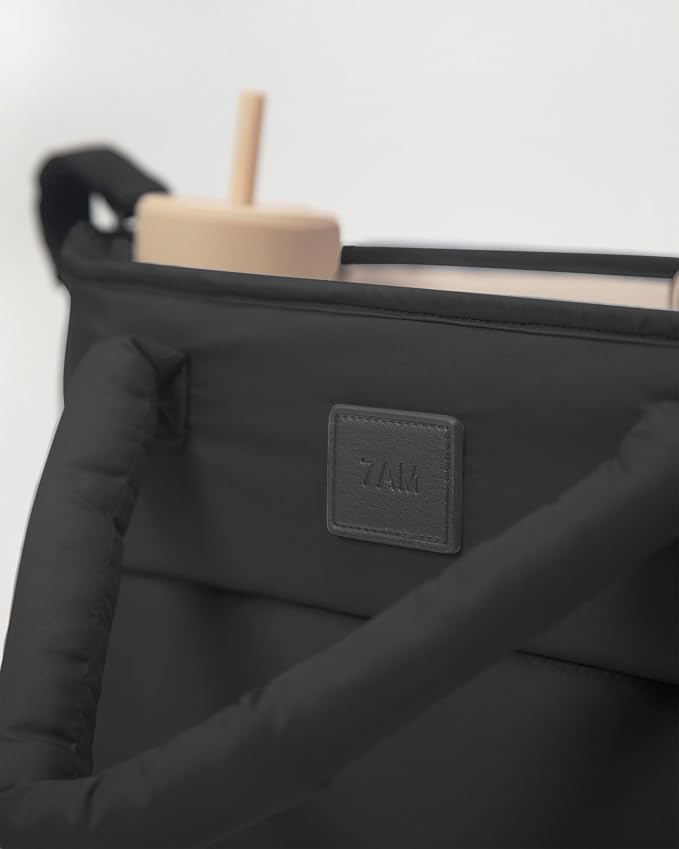 7AM Enfant Universal Stroller Organizer Bag - Easy Grab Top Handles, Stroller Caddy with Cup Holder, 3 Open Compartments, Adjustable Stroller Straps & Zippered Wallet Pocket