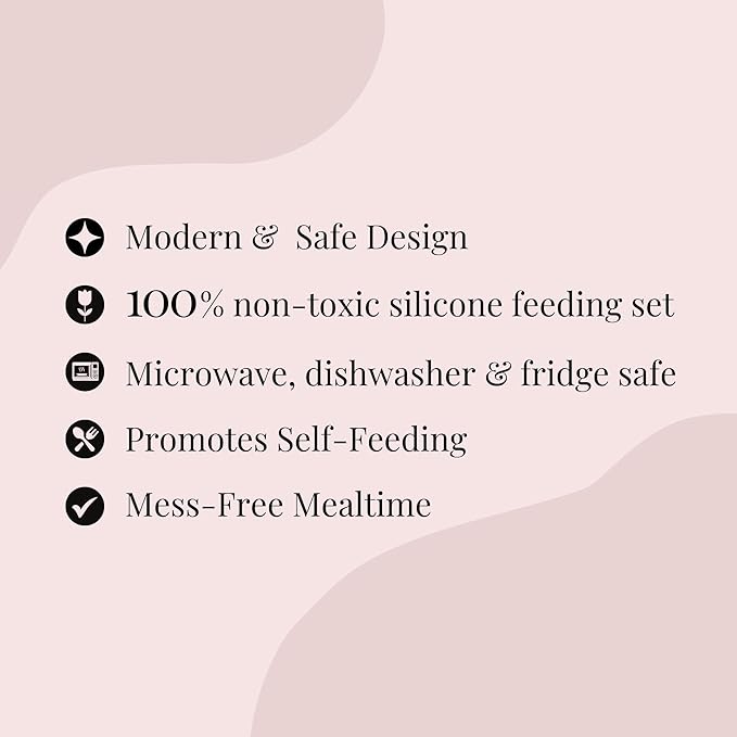 Little Loon Baby Led Weaning Starter Set ??Complete Silicone Feeding Kit for 6+ Months - Baby Plates, Bibs, Spoons & Sippy Cup - Baby Shower Gifts - Rose
