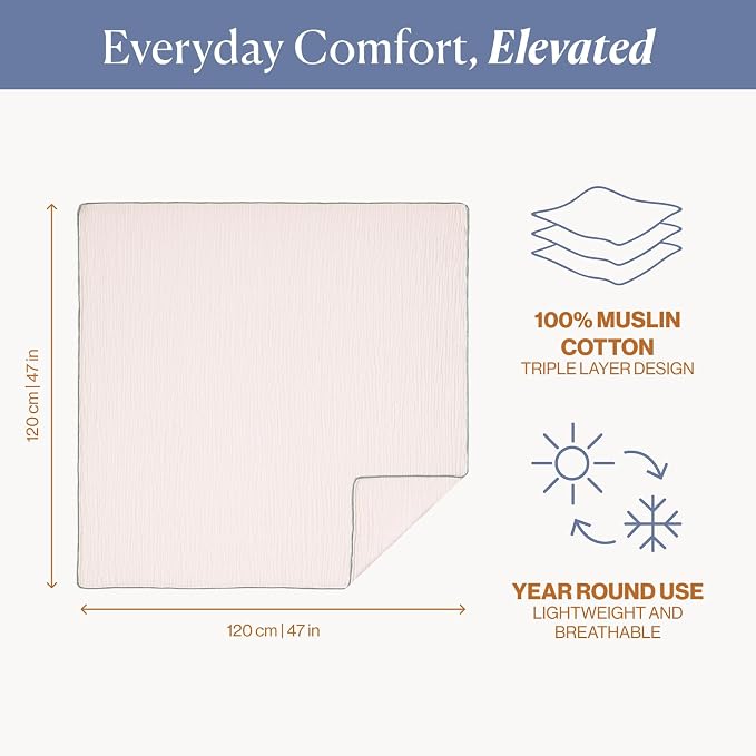 Toddlekind Kind Cloth – Organic Cotton Muslin Baby Blanket (47 × 47 in) – Multi-Use Swaddle, Nursing Cover & Stroller Blanket – Ultra-Soft, Breathable, Stylish Design (Sage)