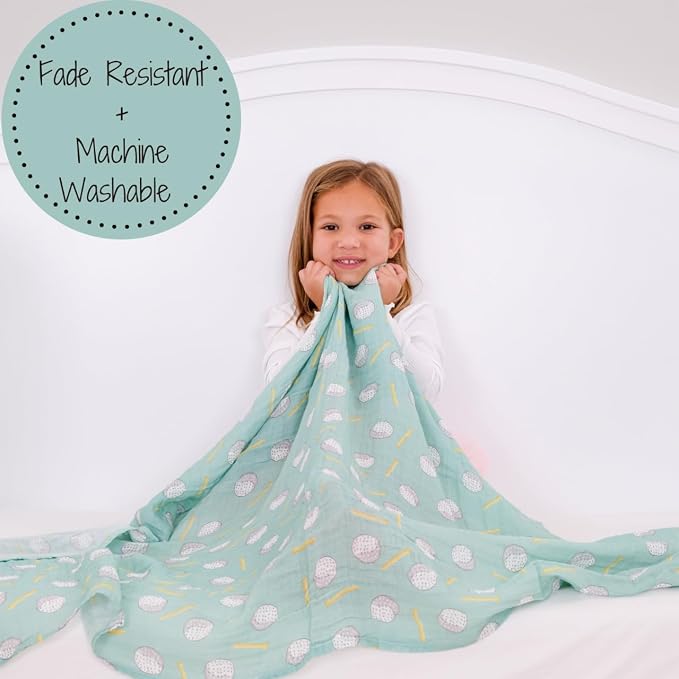 LollyBanks Swaddle Blanket 100% Cotton, 2 Pack Muslin Swaddle Blankets, 47 x 47 inches Baby Swaddles for Boys and Girls, Lightweight Baby Blanket, Registry (Golf Print)