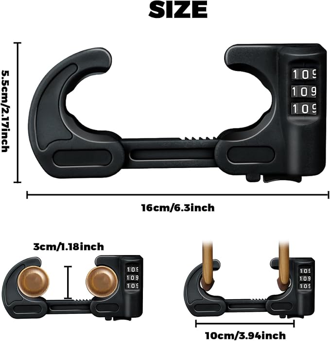 4 Pack U-Shaped Cabinet Locks with Combination Baby Proofing Cabinet Lock Child Proof Sliding Cabinet Door Locks Adjustable Drawers Cupboard Locks Baby Safety Cabinet Latches for Knob Handle (Black)