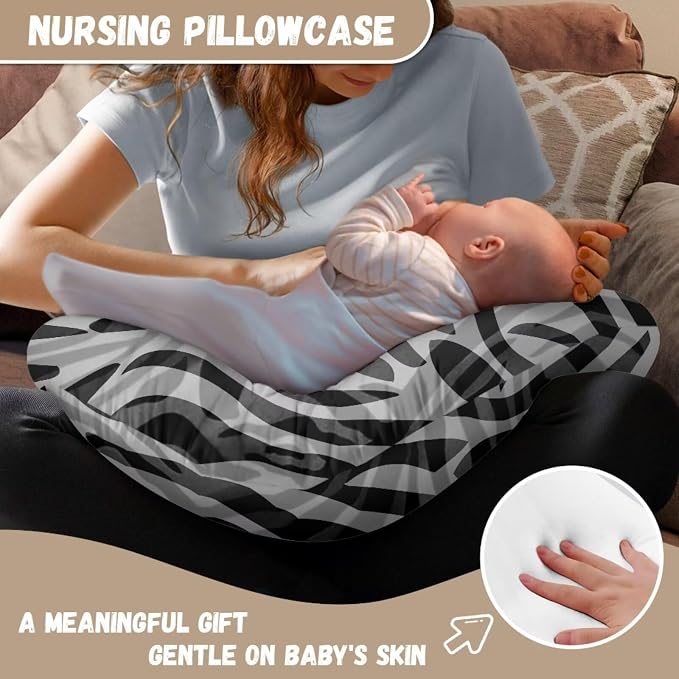 Zebra Breast Feeding Nursing Pillow Cover with Hidden Zipper, Breastfeeding Nursing Pillow Slipcovers Super Soft for Breastfeeding Moms
