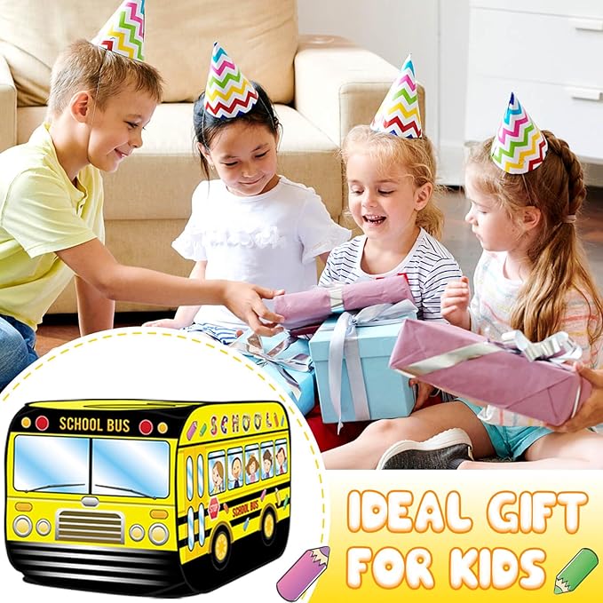 Dolanus School Bus Truck Play Tent Pop up for Kids Age 3, Playhouse Toys for 3 4 5 Kid Years Old Toddlers Boys Girls, Indoor Outdoor School Bus Toy, Birthday Gifts for 3+ Year Old Baby
