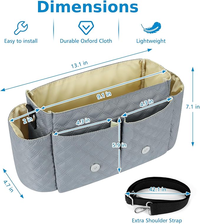Accmor Universal Stroller Organizer, Stroller Bag with Detachable Shoulder Strap and Magnetic Snap Closure, Stroller Caddy Organizer for Uppababy Baby Jogger Britax BOB Umbrella Stroller