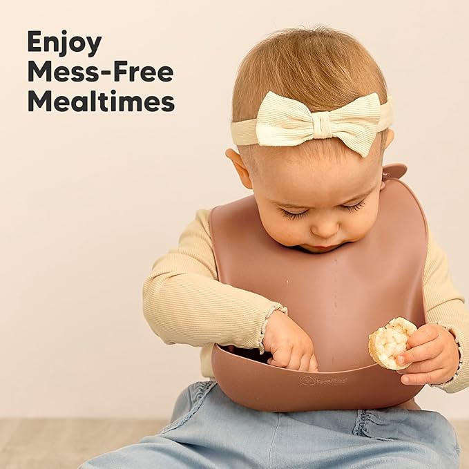 KeaBabies 2-Pack Silicone Bibs for Babies, Toddlers Girl, Boy ??Sturdy Food-Grade Baby Bibs for Eating, Large Food Catcher, Clean & Put On Easily, Waterproof Toddler Feeding Essentials (Dusk)