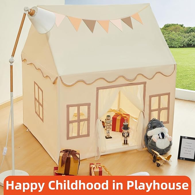 RongFa Playhouse Play Tent for Kids-Portable with Padded Mat, Star Lights, Carry Bag, Play Tent Indoor & Outdoor, Washable Kids Play House for Toddler