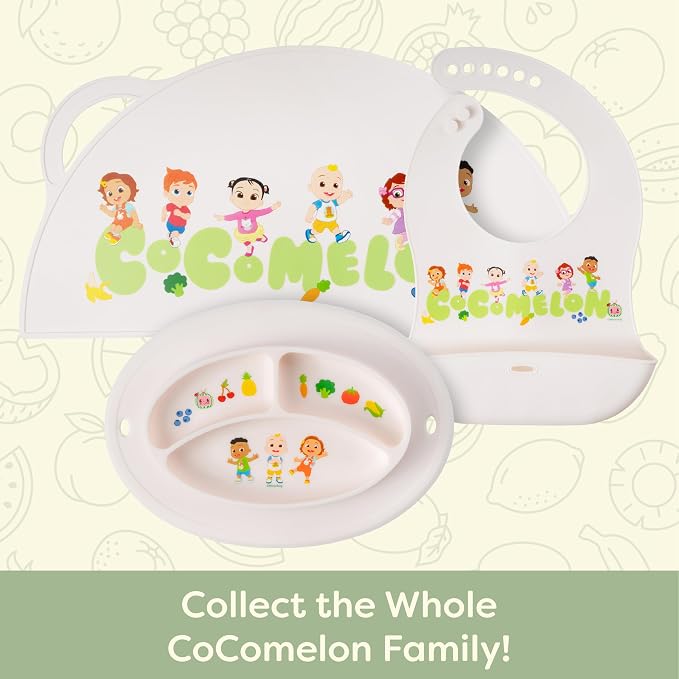 CoComelon Silicone Placemats for Toddlers - Non Slip Placemats for Kids, Reusable Portable Kids Placemat for Dining Table, Baby Food Mat for Restaurants and Home, Baby Placemat with Raised Edges