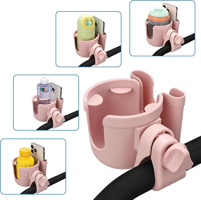 Accmor Stroller Cup Holder with Phone Holder, Bike Cup Holder, Universal Cup Holder for Uppababy Nuna Doona Strollers, 2-in-1 Cup Phone Holder for Stroller Bike Wheelchair Walker Accessory
