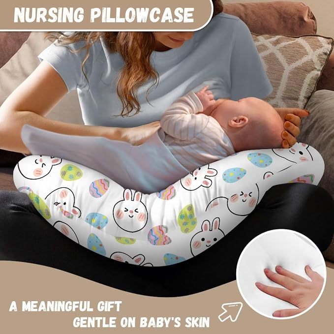 Cartoon Rabbit Nursing Pillow Covers for Breastfeeding Pillow, Cozy Nursing Slipcover Breastfeeding Pillow Covers for Breastfeeding Mom