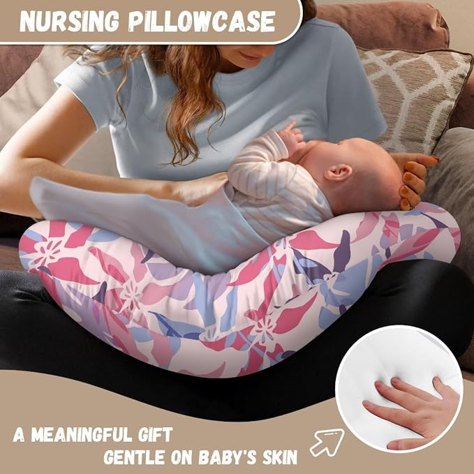 Tropical Leaves Nursing Pillow Covers, Nursing Pillow Slipcovers Breastfeeding Newborn Infant Feeding Cushion Cover Case