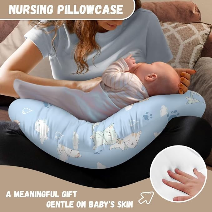 Cloudy Cat Nursing Pillowcase with Concealed Zip Washable Soft and Gentle on Baby's Skin Suitable for Breastfeeding and Bottle Feeding Easy to Clean(Pillowcase Only)