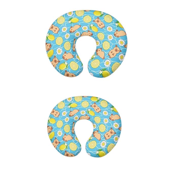 Daisy Lemon and Capybara Breastfeeding Pillow Slipcover for Baby Newborn U-Shaped Breastfeeding Pillowcase Cushion Cover Stain Resistant and Scratch Resistant