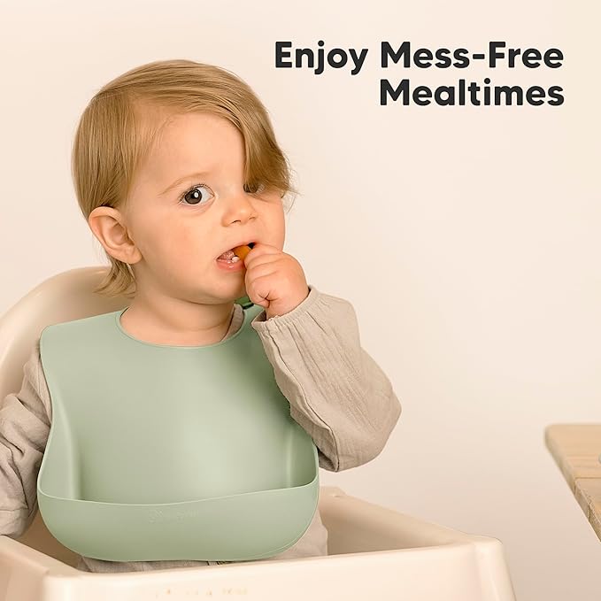 KeaBabies 2-Pack Silicone Bibs for Babies, Toddlers Girl, Boy ??Sturdy Food-Grade Baby Bibs for Eating, Large Food Catcher, Clean & Put On Easily, Waterproof Toddler Feeding Essentials (Macaron)