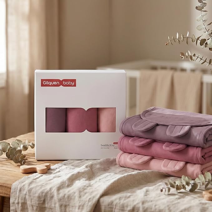 GLLQUEN BABY Swaddles for Newborns, Soft, Smooth & Gentle Wear, Baby Girl Swaddles 0-3 Months, Reduce Startle Reflex Womb-Like Sleep Sack Wrap Blankets Pink Blush Dusty Rose