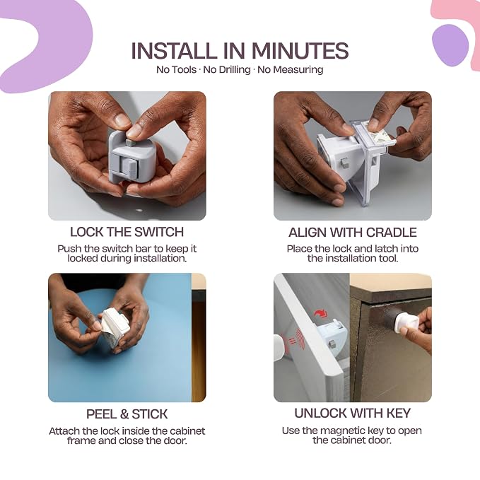 BABY TRUST 2 Pack Replacement Key for Magnetic Cabinet Lock, Baby Proofing Extra Strong Magnet, Key Holder Included, White