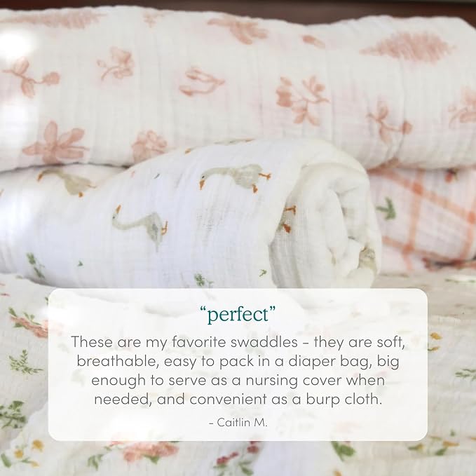 aden + anais Essentials Muslin Swaddle Blankets, Newborn Receiving Blanket for Swaddling, 100% Cotton Baby Swaddle Wrap, 4 Pack, Lilo & Stitch
