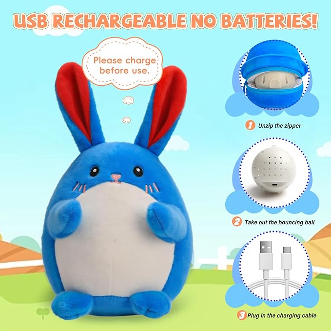 SAIMAND Baby Toys 6-12 Months, Crawling Bunny Baby Toy with 48 Songs & Record Repeat, Interactive Musical Plush Toy for Babies, Rechargeable Dancing Stuffed Animal, Sensory Toy for Toddlers 1-3