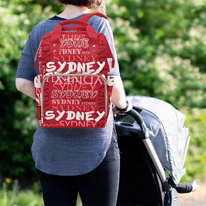 M YESCUSTOM Custom Diaper Bag Backpack for Girls Boys Large Capacity with Pockets Personalized Baby Diaper Bags for Mom Waterproof Nappy Baby Bag with Name Mothers Day Gift Red