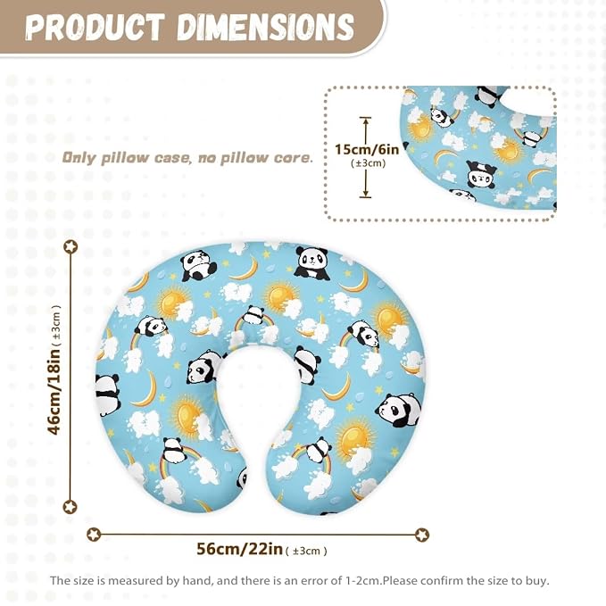 Cute Panda Nursing Pillowcase for Breastfeeding, Bottle Feeding and Bonding for Baby Boys Girls, Comfortable Nursing Pillow Cover Fits Snug on Infant Easy to Clean
