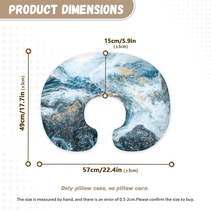 Blue Marble Nursing Pillow Cover, Premium Quality Soft Breast Feeding Pillow Covers Great for Breastfeeding Moms