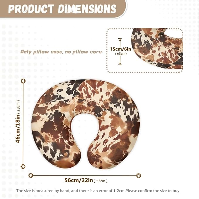 Brown Cow Hide Print Baby Nursing Pillow Slipcover Cover with Hidden Zipper Soft Skin-Friendly Baby Nursing Pillowcase Easy to Put On & Take Off Breastfeeding Pillow Covers