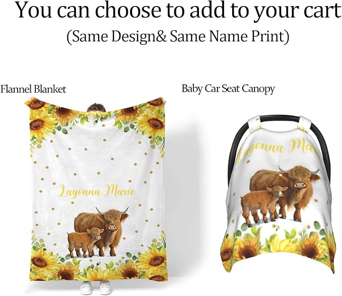 Custom Sunflower Cow Diaper Bag for Women, Personalized Name Multifunction Nylon Nursing Mommy Daypack with Large Capacity for Travel, Birthday Mother Gift