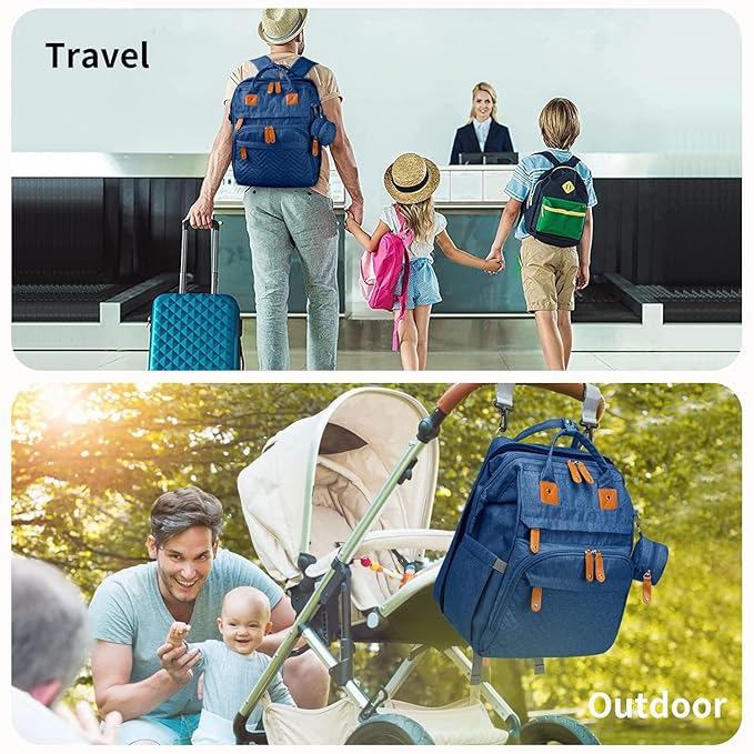 KABAQOO Diaper Bag Backpack with Detachable Changing Station, Large Capacity Baby Diaper Bags for Boys & Girls, Baby Registry Search Stuff & Shower Gifts, Newborn Essentials Must Haves, Blue