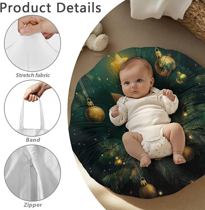 Christmas Kitten Nursing Pillow Cover Breastfeeding Pillow Slipcover for Baby Boys & Girls Nursing Pillow Case for Newborn Soft Fabric Fits Snug On Infant Pillow Not Included