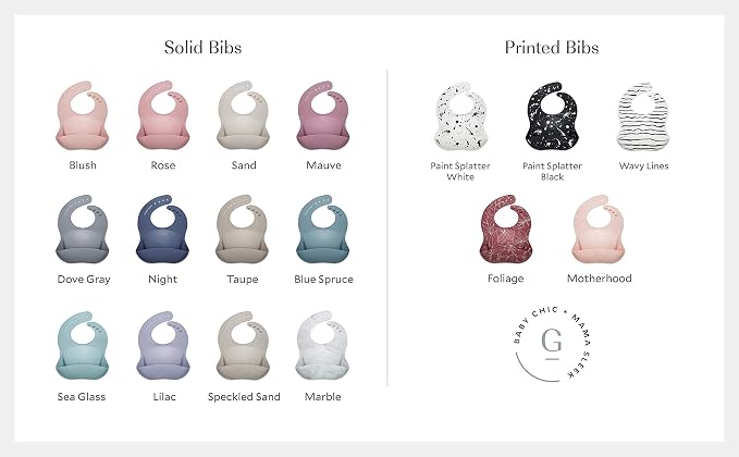 Goobie Baby Silicone Baby Bib with Food Catcher - Adjustable Waterproof Feeding Bib for Babies and Toddlers 4 to 36 Months in Stylish Colors for Girl and Boy - Modern, Soft, Easy to Clean (Wavy Lines)