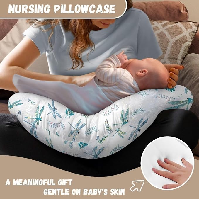 Dragonfly Leaves Nursing Pillow Cover, Premium Quality Soft Breast Feeding Pillow Covers Great for Breastfeeding Moms