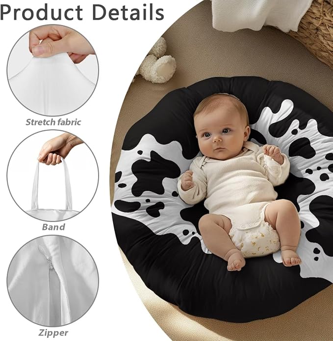 Cow Print Stretchy Nursing Pillow Covers Breast Feeding Pillows Covers for Moms Ultra Soft Snug Fits On Infant Nursing Pillow Nursing Pillow Case for Newborn