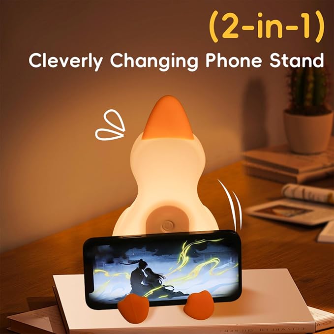Cozy Lying Goose Night Light, Dimmable 3 Colors Night Light for Baby Nursery, Squishy Cute Light for Kids, Rechargeable Companionship Lamp for Baby, Goose Baby Items Gifts, Decor