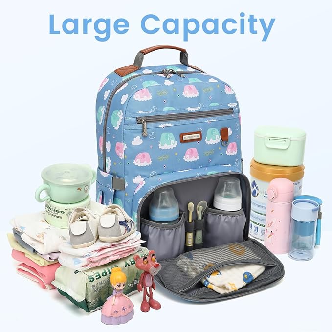 Diaper Bag Backpack, Large Baby Nappy Bags with Portable Changing Pad for Boys and GirlsMultifunction Travel Baby Bag for Moms Dads, Shower Gifts Waterproof and Stylish