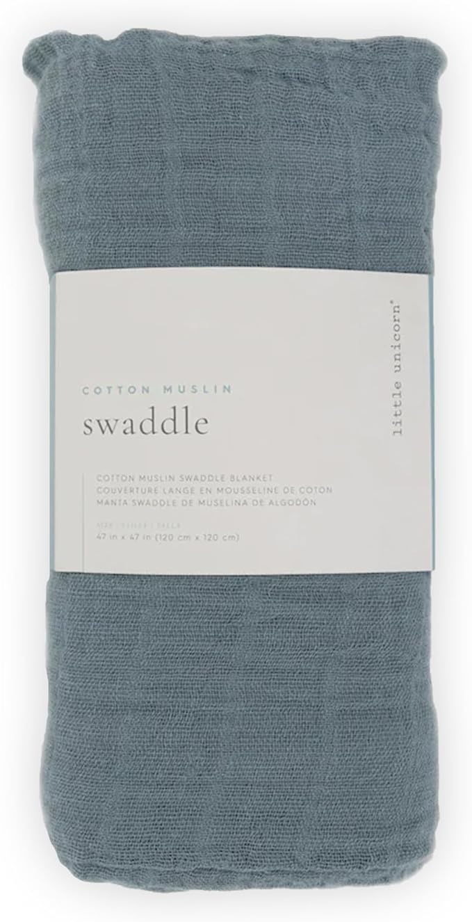 Little Unicorn Premium Cotton Swaddle Baby Blanket | Breathable Fabric | for swaddling, Play, Nursing & More (Sea)