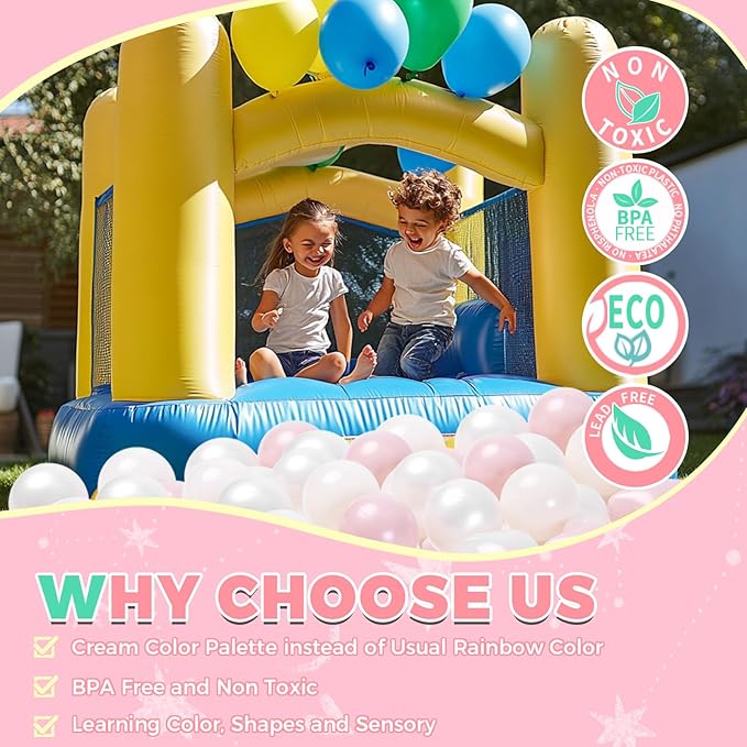 TRENDPLAY Ball Pit Balls Star and Heart Shapes for Toddlers - 50 100 200 500 Count Plastic Balls for Ball Pit Fun and Play