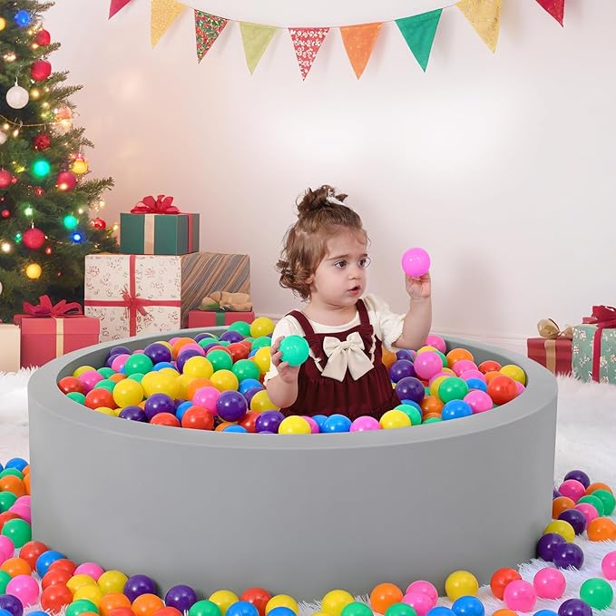 Foam Ball Pit for Toddlers with 200 Balls, Large Baby Ball Pit for Babies with Soft Memory Sponge, Indoor Outdoor Baby Playpen, Kids Play Ball Pool, Gift Toys for Infants Boys and Girls