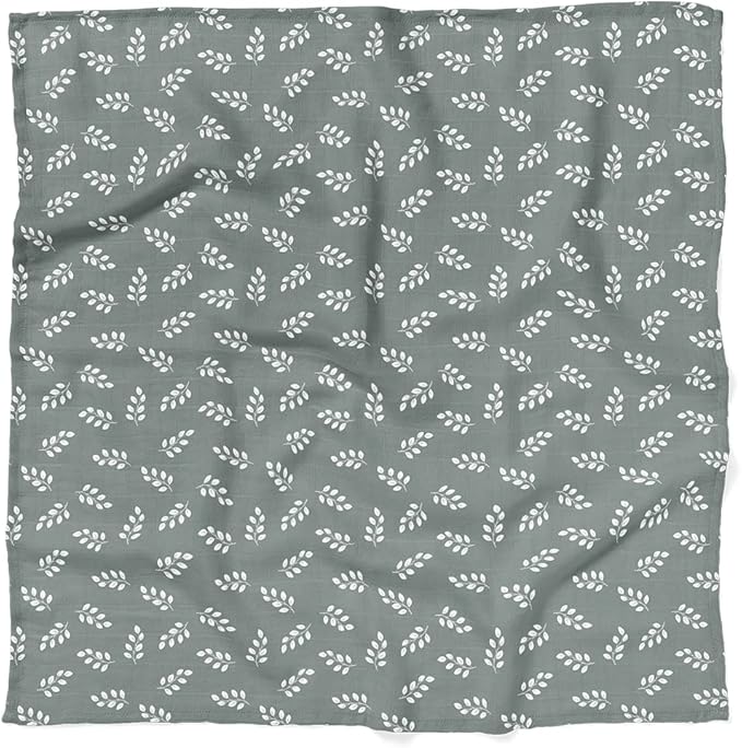 Mini Wander Swaddles for Newborns Muslin Swaddle Blankets - Breathable Soft Gender Neutral Receiving Blanket Baby Essentials | 47 x 47 Cotton - (Leaves Storm Blue)