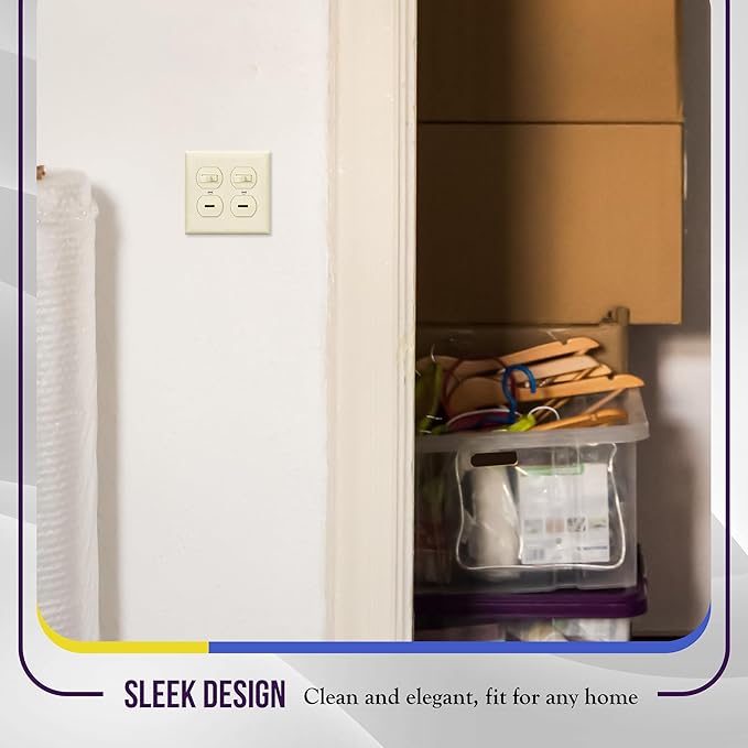 Enerlites 8822-LA Duplex Receptacle Outlet Wall Plate, Standard Size 2-Gang, Polycarbonate Thermoplastic, Light Almond