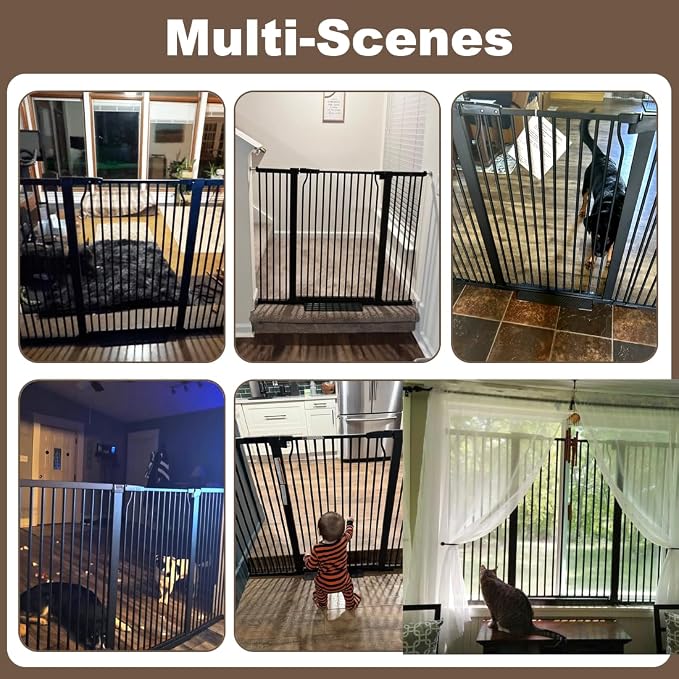 40.55" Extra Tall Dog Gate for Doorways Stairs, 63-65.7 in Extra Wide Baby Gate Walk Thru, Pressure Mounted Tall Pet Gates No Drill, Large Doggie Gates with Door, Auto Close Indoor, Black