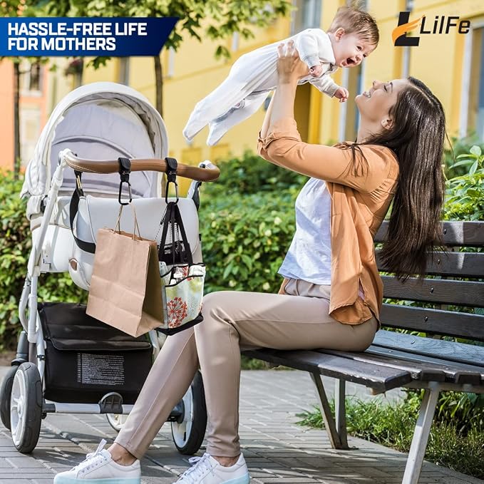 6 Pcs Baby Stroller Hooks for Hanging, Multipurpose Stroller Straps with Durable Stylish Stroller Clips for Diaper Bags, Perfect Mummy Hook for Stroller, Walker and Shopping