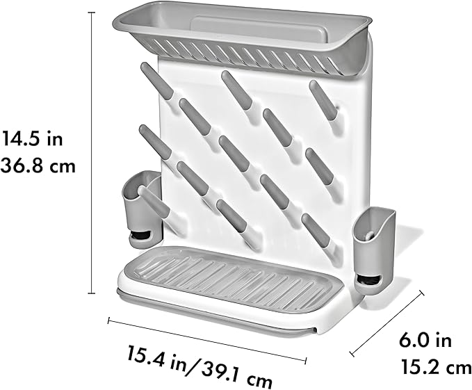 OXO Tot Expandable Drying Rack – Space-Saving Drying Rack | Newborn and Baby Essentials | Breastfeeding Essentials | Dry Baby Bottles | Save Space in Kitchen