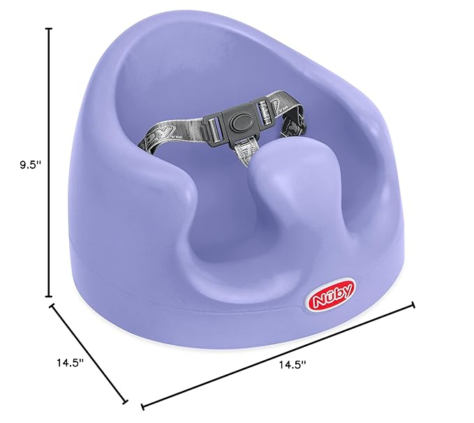 Nuby My Floor Seat - Portable Baby Chair with Soft Foam Cushion, Safety Harness, and High Back Design - 4+ Months - Purple