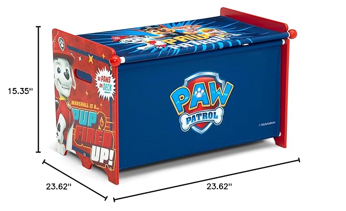 Delta Children PAW Patrol Toy Box Toy Box with Retractable Fabric Top, Blue
