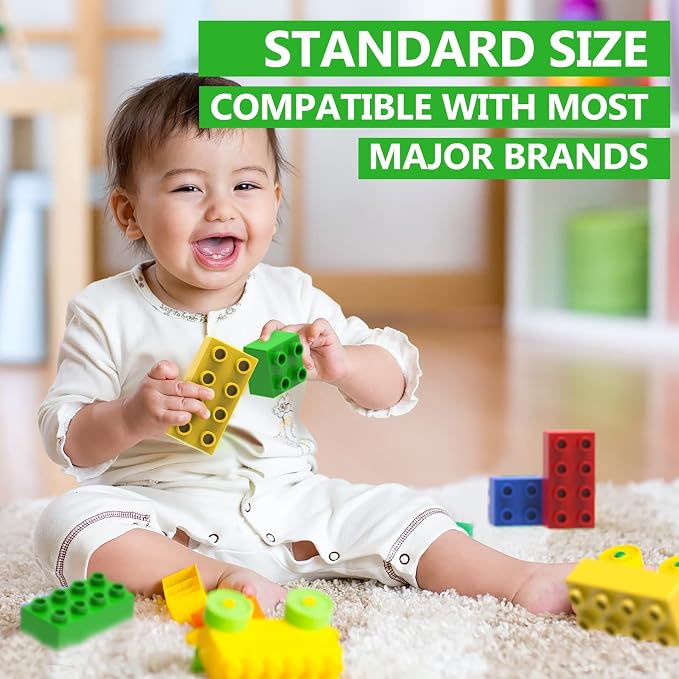 50 Pcs Jumbo Building Blocks for Toddlers (25 Square & 25 Rectangle Bricks) | Compatible Big Construction Bricks in 5 Colors | Kids Ages 3+ STEM Toy