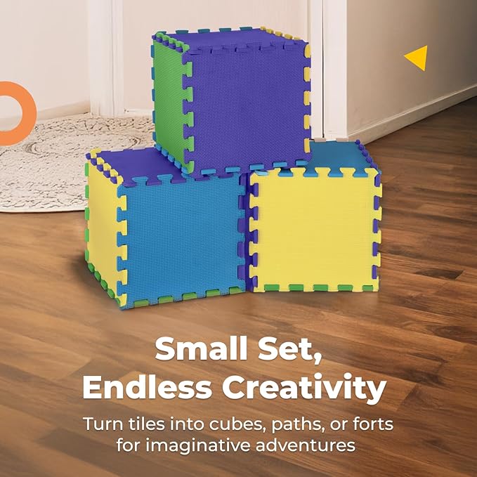 MioTetto Baby Play Mat, Comfortable Playtime Mat ??Portable Foam Floor Tiles, Safe Baby mat for Floor for Crawling & Development, Soft Play mat for Babies, Stylish Interlocking Foam Tiles