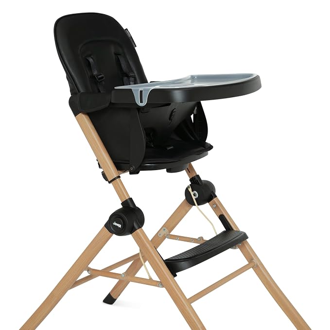 Delta Children - Jeep Dune Compact Travel High Chair - Slim Fold, Adjustable Tray and Footrest, Black