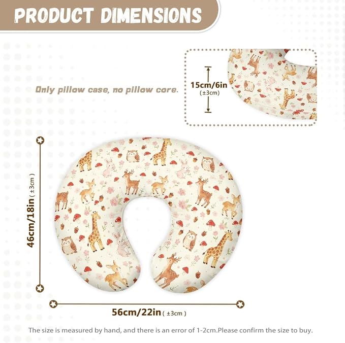 Cute Animals Baby Nursing Pillow Cover for Moms Soft Comfortable Newborn Nursing Pillow Covers for Baby Girl Boy Removable Breast Feeding Pillow Cover