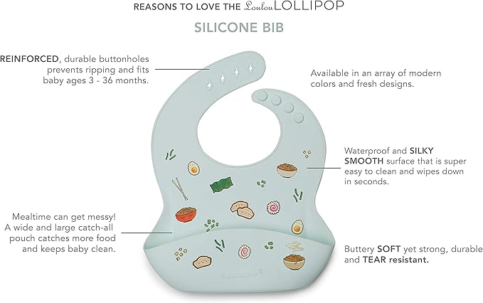 Loulou Lollipop Soft, Waterproof Silicone Feeding Bib