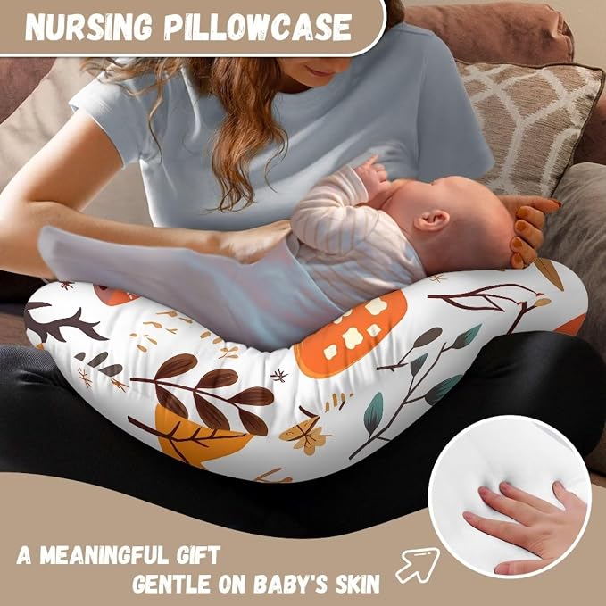 Pillow Covers Soft and Adorable Nursing Cover for Breastfeeding Pillows Pillow Slipcover for Baby Girls Boys Newborn Nursing Pillows for Breastfeeding Sewant Mushrooms